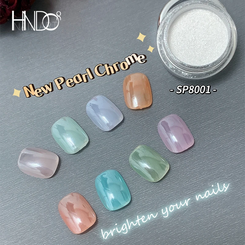 HNDO Weiße Perlenpulverschale zum Reiben von Chromstaub, heller, glänzender Effekt für Maniküre, DIY, Nagelkunst, Design, Nägel, Glitzerpigment Image