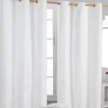 HOMESCAPES Off White Eyelet Curtain Pair 137cm (54") Wide x 228cm (90") Drop Plain Heavy Unlined Curtains