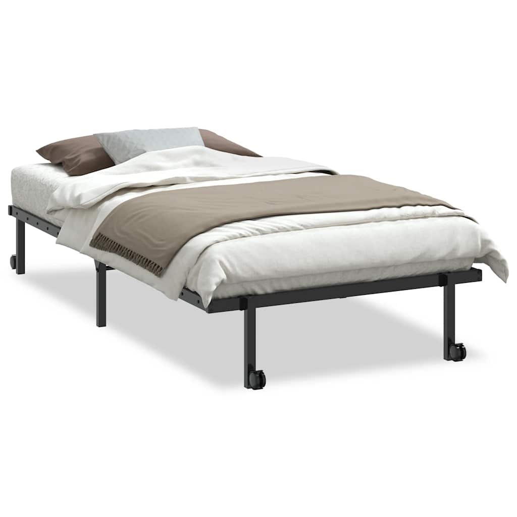 vidaXL Bettgestell ohne Matratze Klappbar Schwarz 100x190 cm Stahl Image