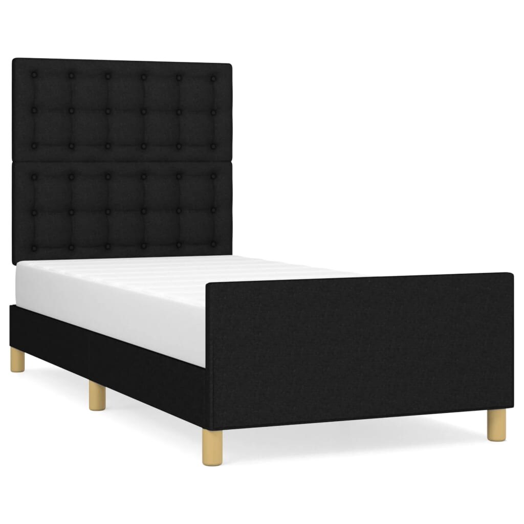 vidaXL Bettgestell mit Kopfteil Schwarz 90x190 cm Stoff Image