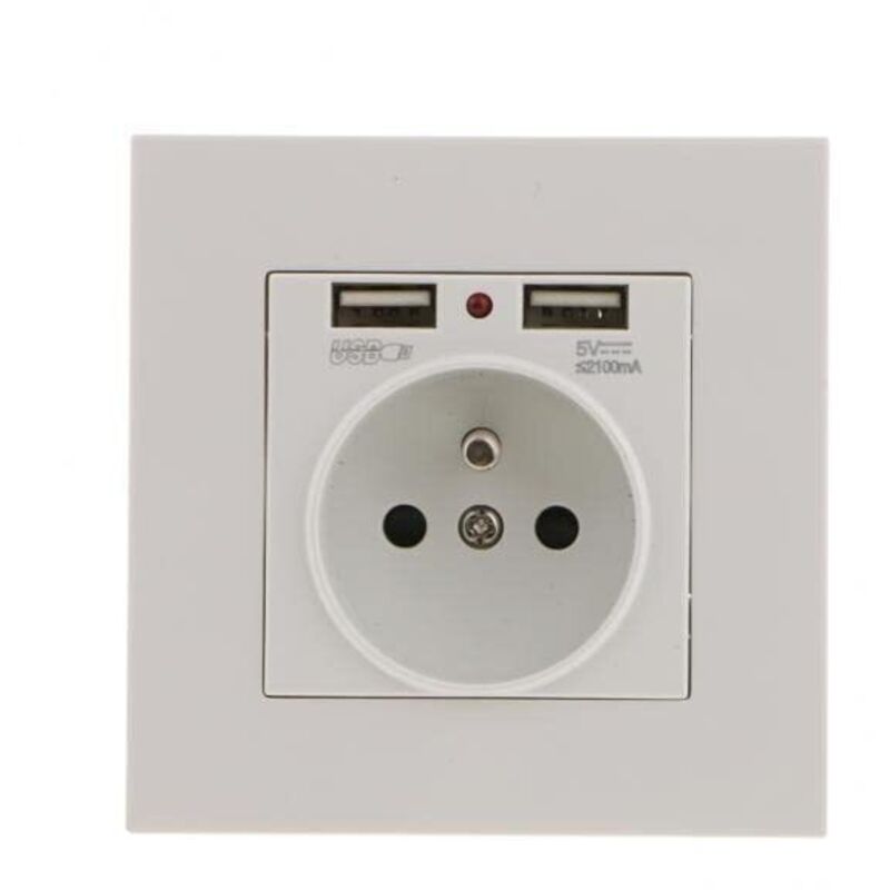 Set Di 2 Prese A Muro, Presa Di Corrente A Muro Con Doppia Usb 5v/2100ma, Presa Da Incasso Con 2 Porte Usb, Comoda E Facile Da Usare