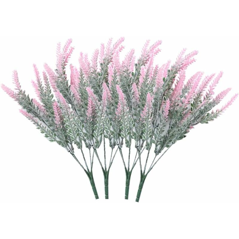 Minkurow 4 Mazzi Di Fiori Artificiali Floccati Fiori Artificiali Piante Di Lavanda Fiori Artificiali Decorazione In Vaso (rosa)