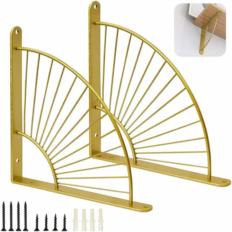 Minkurow 2 Staffe Per Mensole A Parete, Staffe Per Mensole In Metallo Da 20 Cm, Staffe Per Mensole A Parete, Staffe Triangolari Galleggianti, A Forma Di Ventaglio, Per Cucina, Camera Da Letto, Ufficio