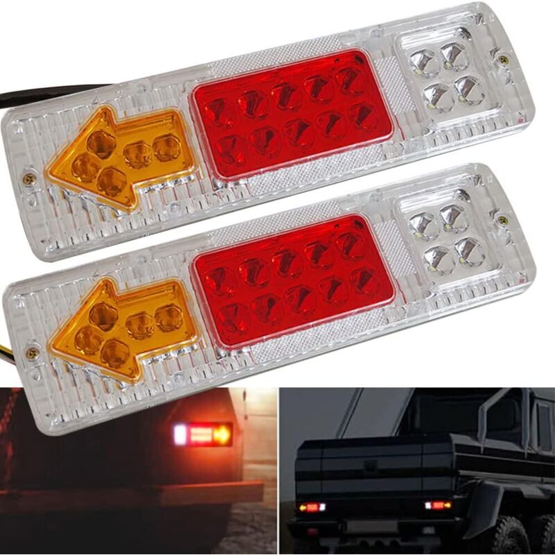 Luci Posteriori Per Rimorchi Di Camion Da 12 V, 19 Led, Luci Di Stop Impermeabili, Indicatori Di Direzione Di Retromarcia, Luci Posteriori, Luci Della Targa