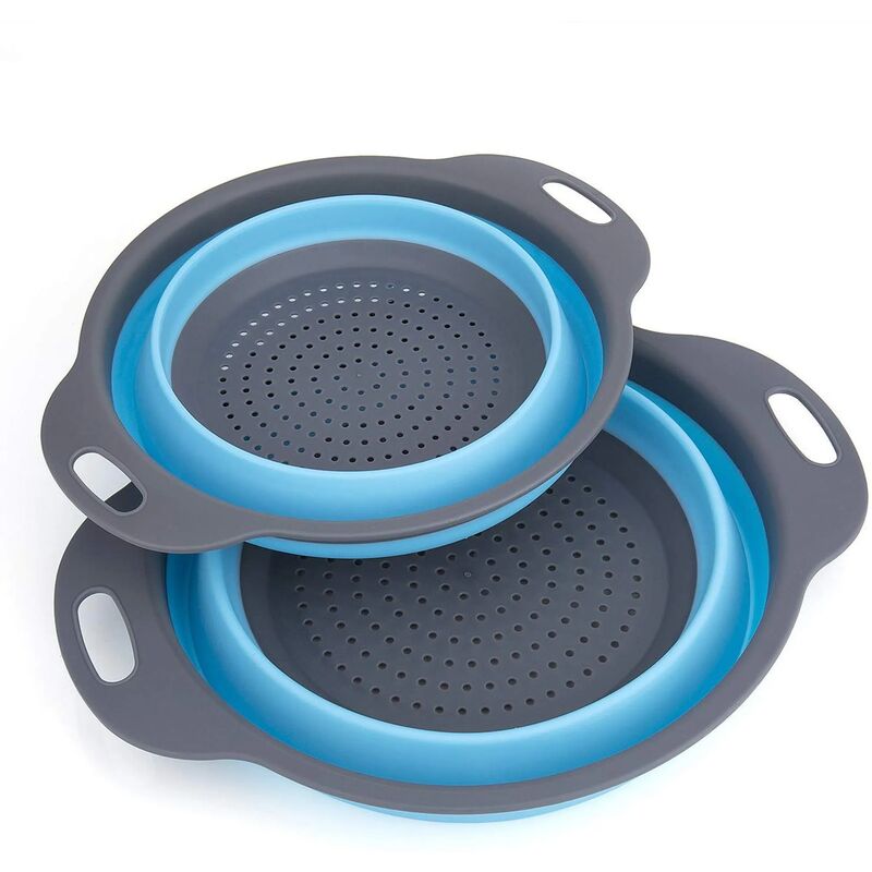 Scolapasta Pieghevole, 2 Pezzi Scolapasta Pieghevole In Silicone Scolapasta Pieghevole In Silicone Colino Pieghevole In Silicone Cestino Per Frutta E Verdura Per Set Di Utensili Da Cucina (bl - Minkurow