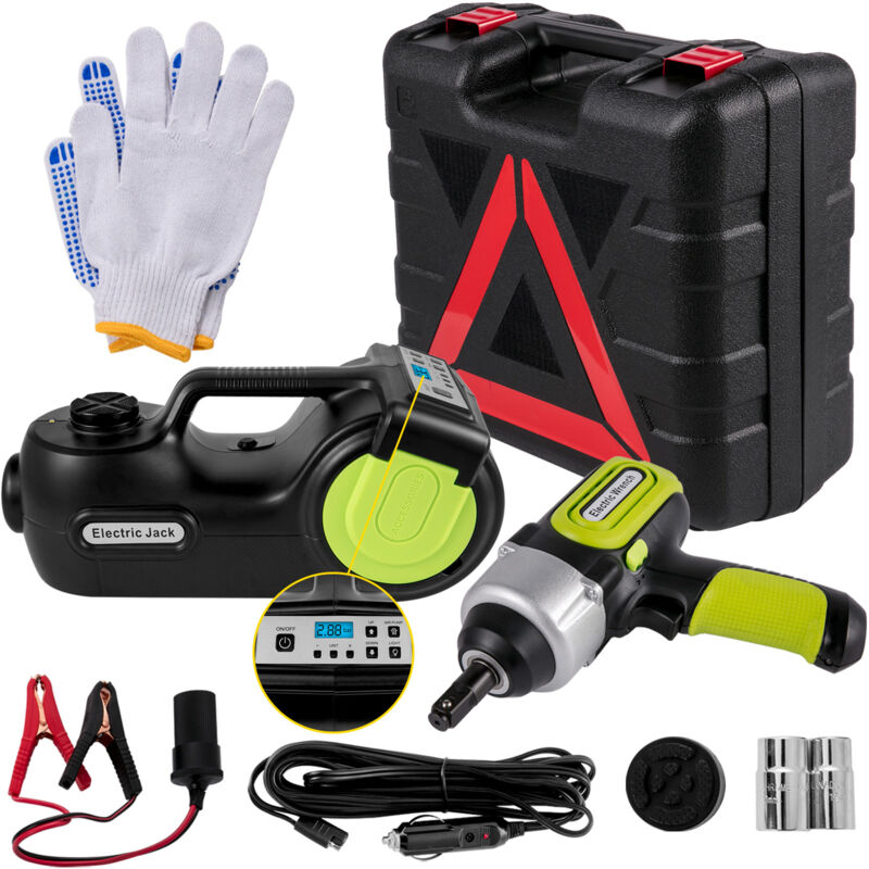 Cric 5t Per Auto Idraulica Elettrica, Martinetto Idraulico Elettrico 155-420 Mm Con Compressore Chiave A Impulsi Cassetta Degli Attrezzi, 12v Kit Riparazione Cric Martinetto Per Auto Crv Suv - Vevor