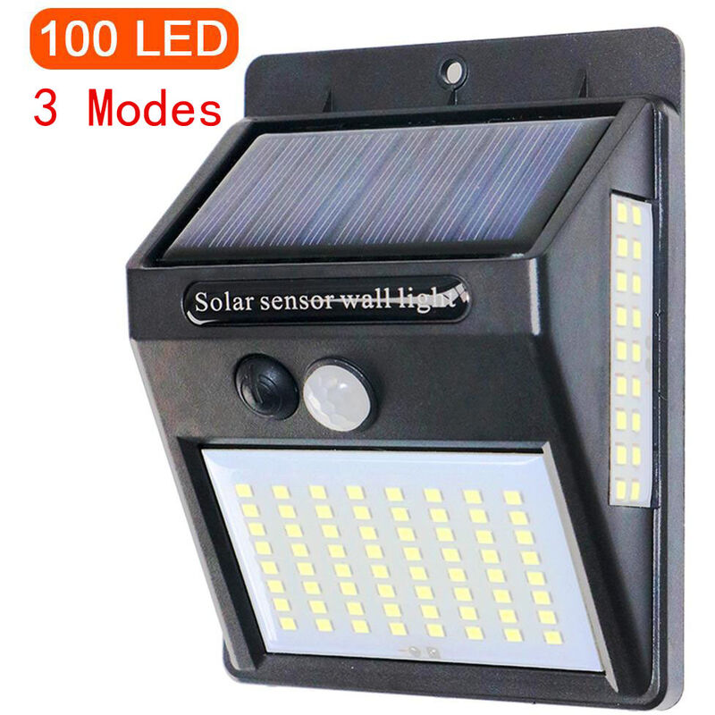 Minkurow [100 Led Su Tre Lati] Luce Solare Per Esterni Con Sensore Di Movimento, Luce Solare Per Esterni Impermeabile Senza Fili A 3 Modalità, Faretto A Led Solare, Luci Per Esterni Ad Energia Solare
