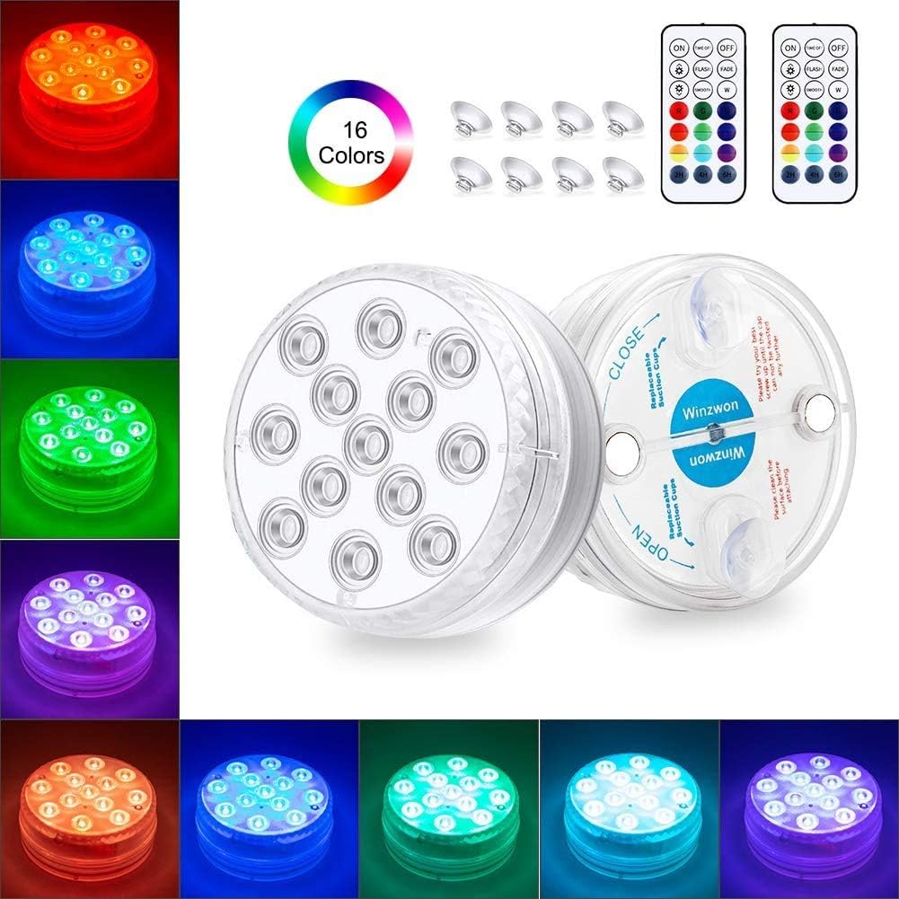 Luci Led Sommergibili Impermeabili Ip68, Luci Subacquee Multicolori Con Telecomando, Luce Per Vasca Da Bagno, Piscina, Giardino, Decorazione Per L'Ambiente Acquatico (confezione Da 2)