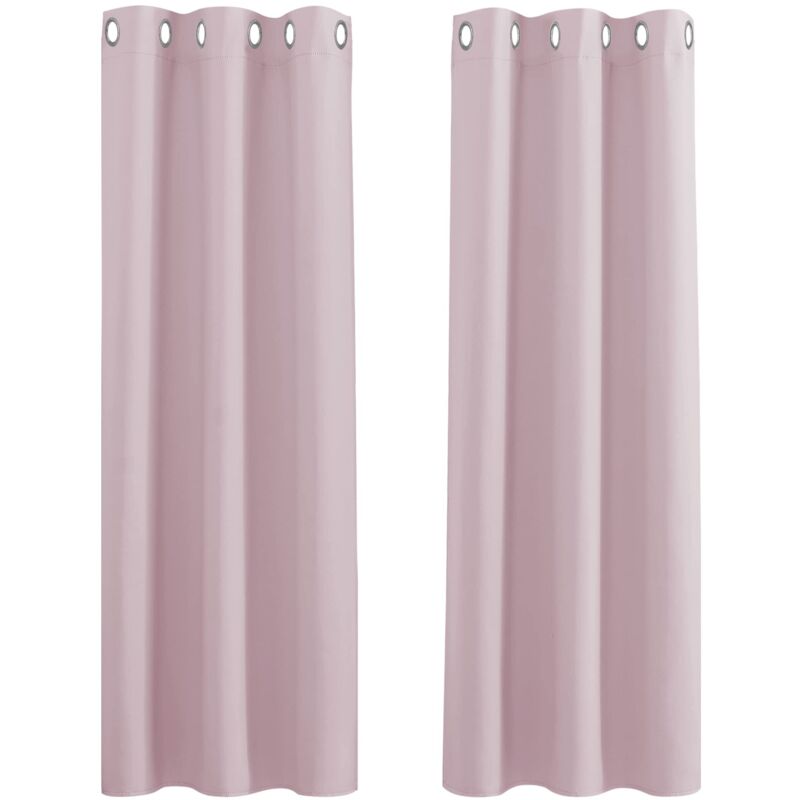 Tende Oscuranti Termiche – Set Di 2 Tende A Pannello Con Occhielli/insonorizzate, Scorrevoli, Isolate, Pronte All'uso, 2 X L 132 X A 140 Cm, Rosa Chiaro