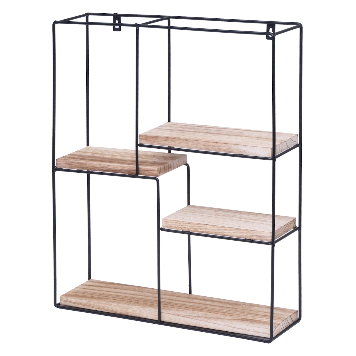 Décoshop26 - Vierstufiges Wandregal aus Metall und Naturholz Industriedesign 51 x 40 x 11 cm 04_0008667 Image
