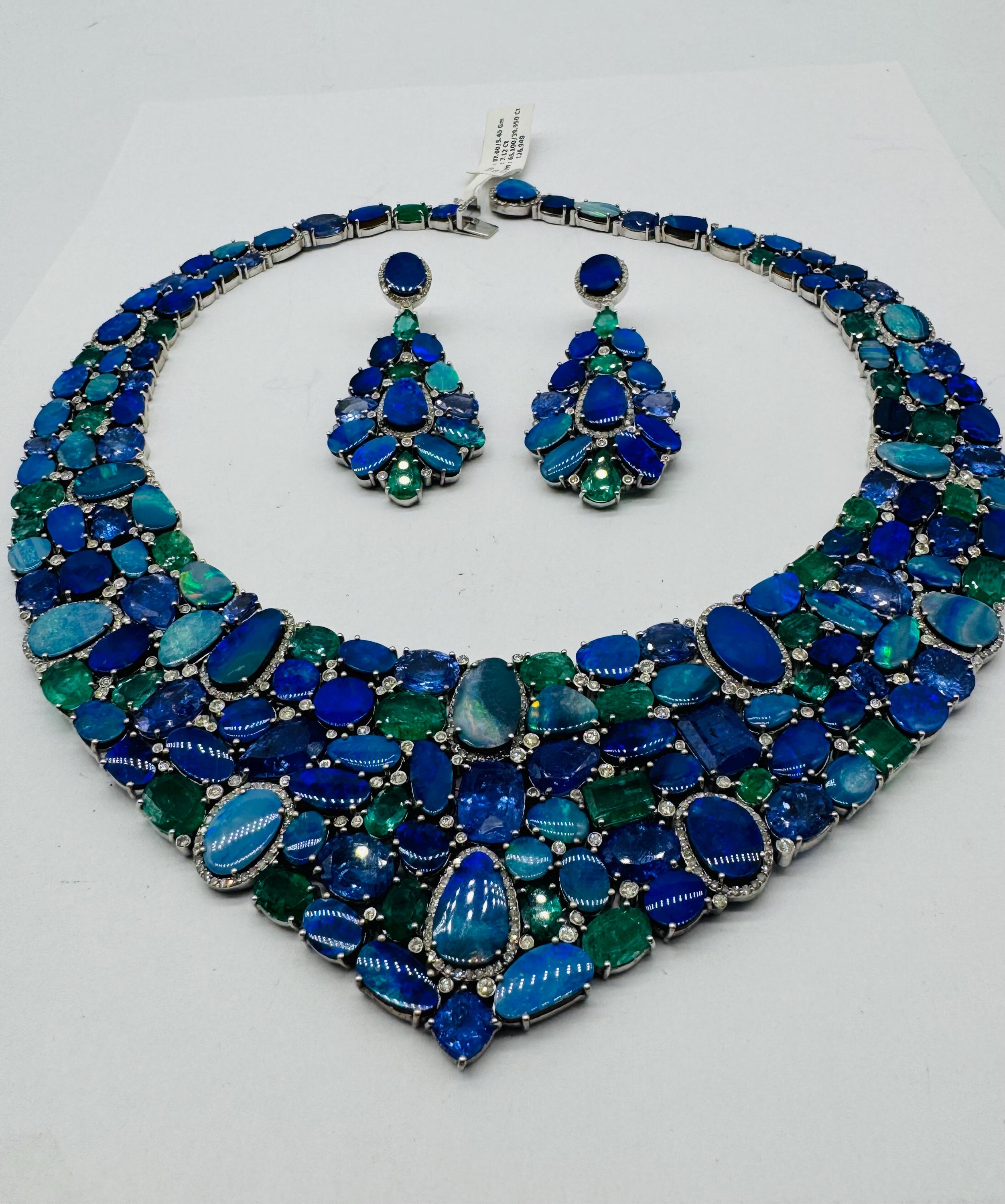 Collana di tanzanite 925, collana di opale etiope, collana di diamanti 925, collana di smeraldi, collana di diamanti in argento, collana d'argento