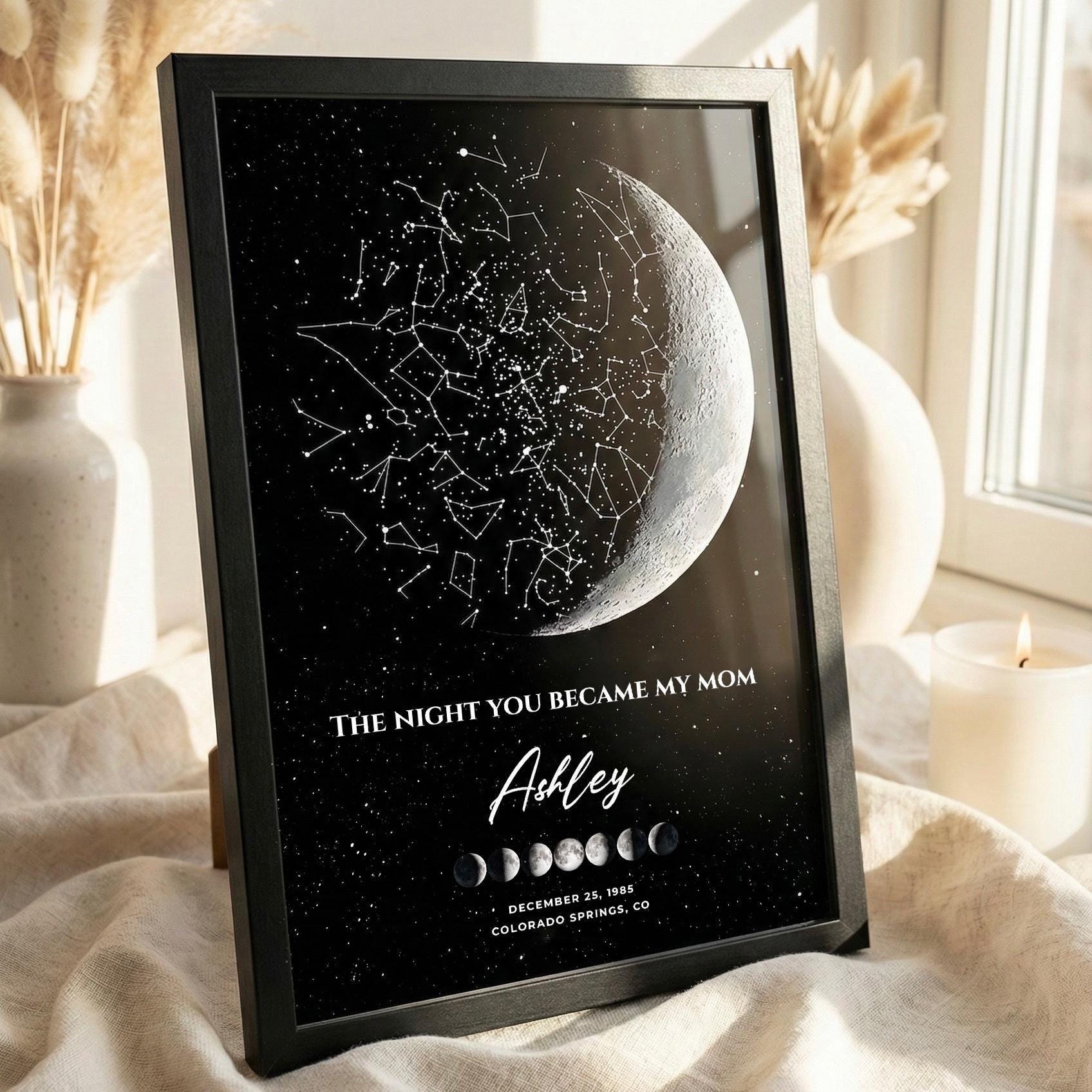 La notte in cui sei diventata mia mamma: mappa stellare, mappa stellare personalizzata, regalo per la mamma, regalo per neomamma, mappa stellare della