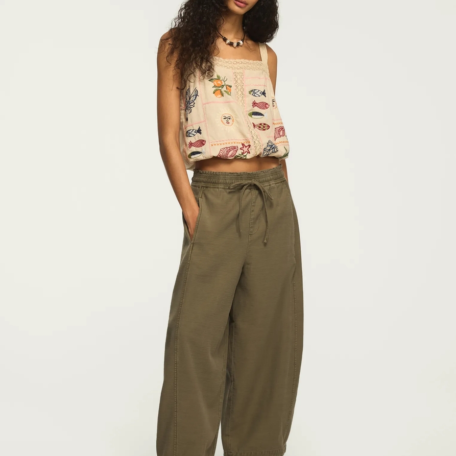 Lucky Brand Drawstring Balloon Pant - Women's Pants in Dusty Olive, Size 2XL