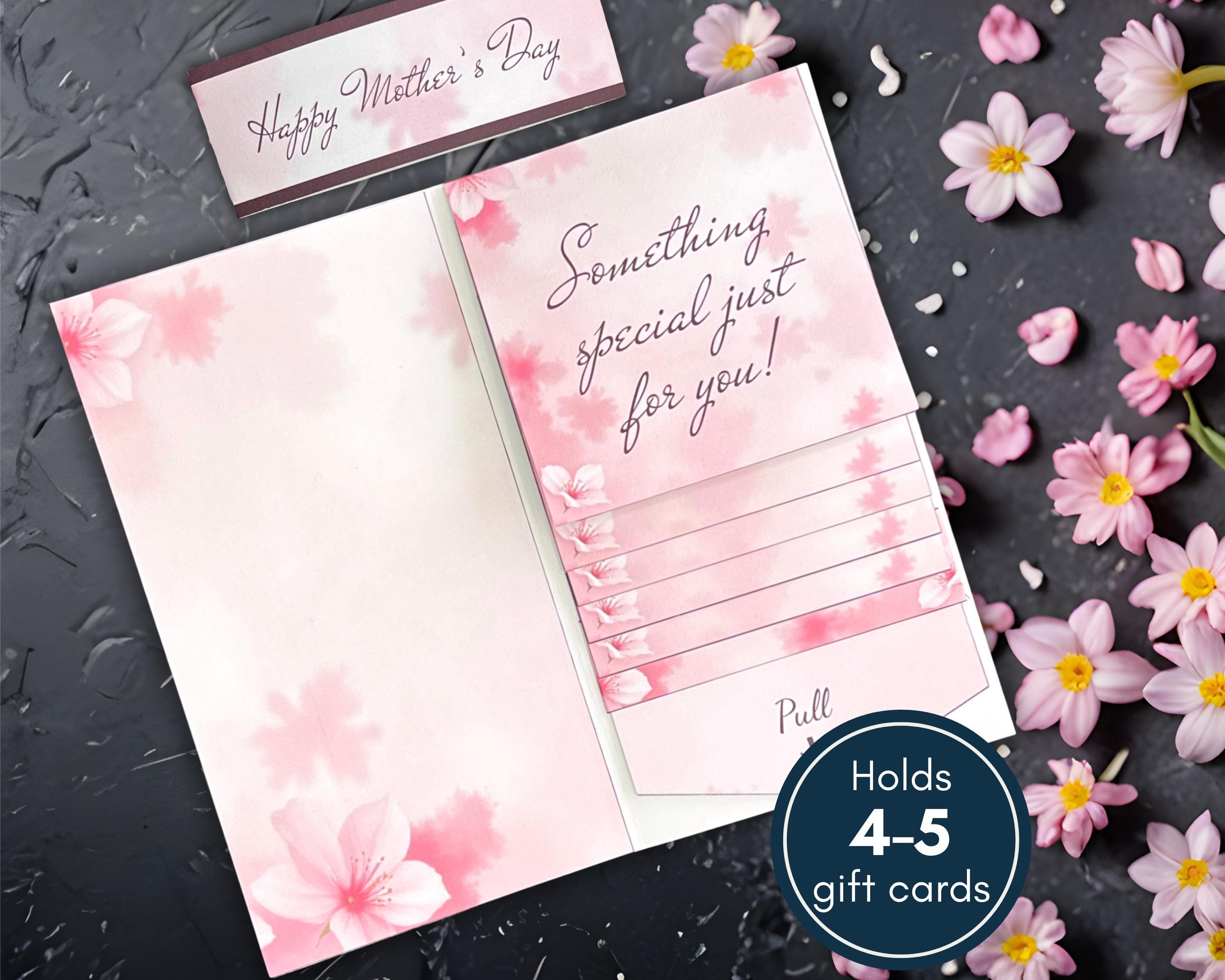 Porta biglietti regalo a forma di cascata per la festa della mamma, libretto porta biglietti regalo fai da te, libro stampabile con biglietti regalo a