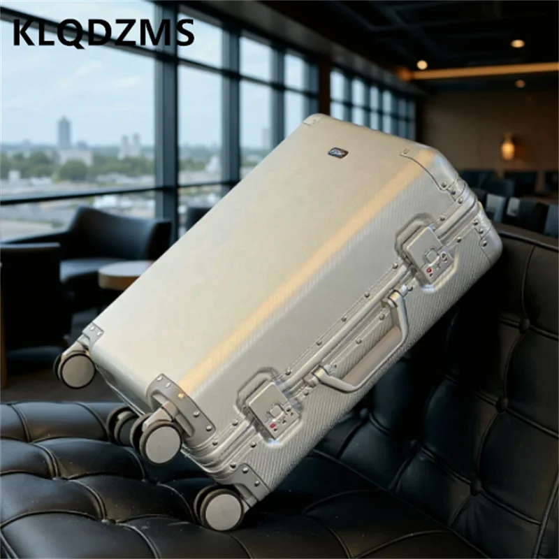 KLQDZMS Boarding-Koffer aus Aluminium-Magnesium-Legierung, 20 Zoll, hochwertig, für Herren, Business-Koffer, Rollgepäck für Damen