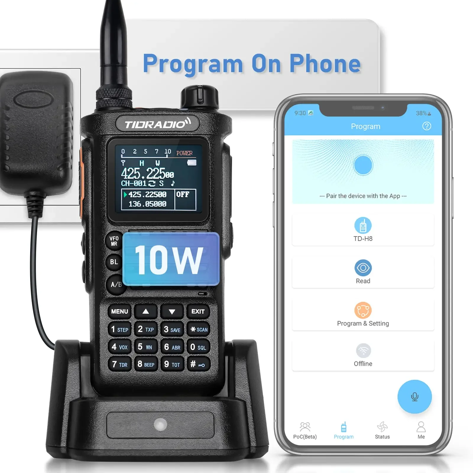 Tidradio TD-H8 10w profession elle Walkie Talkie Langstrecken-Abschlepp radio drahtlose Außen programmierung wiederauf ladbare Kommutator gmrs Image