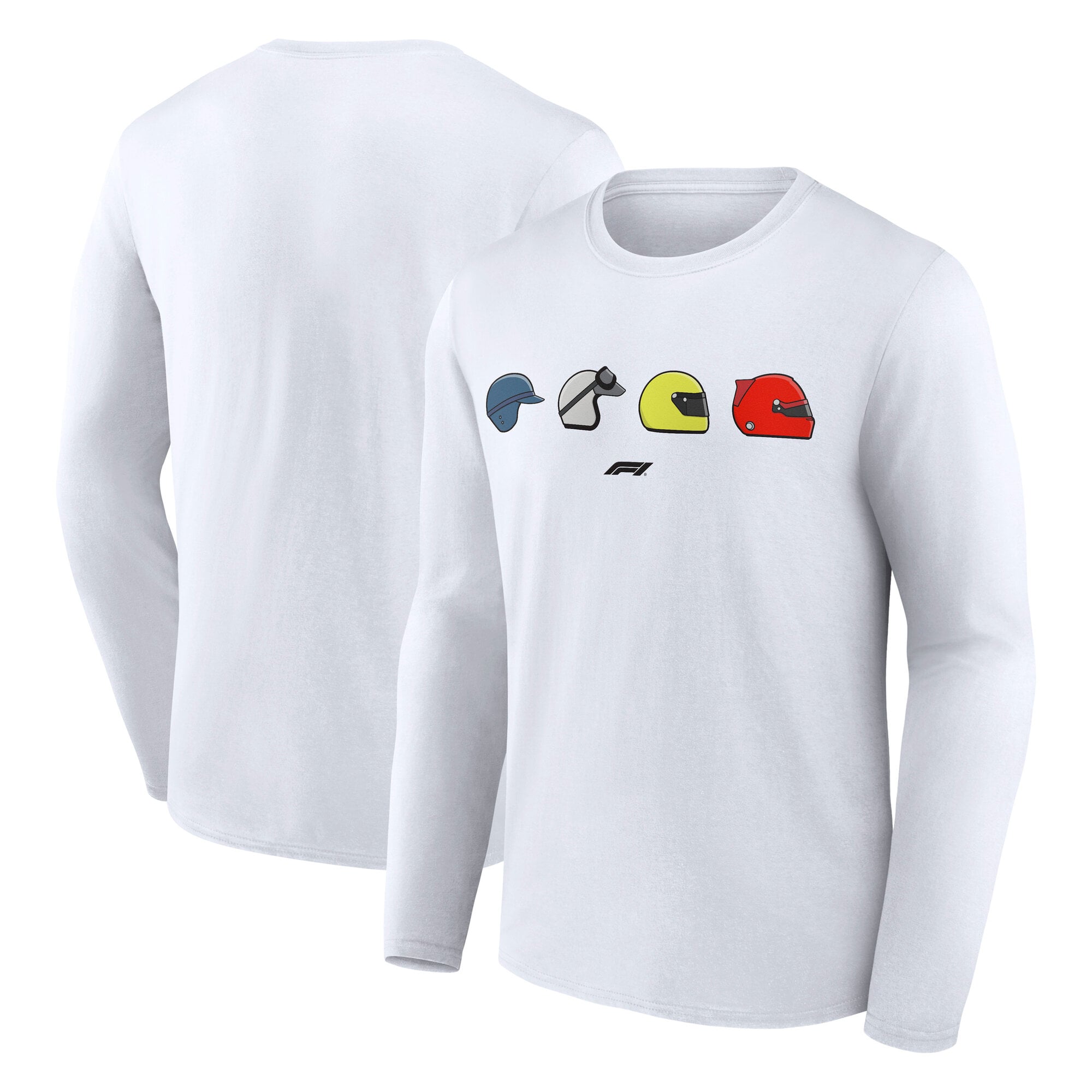 T-shirt à manches longues blanc à motif casques de course Formula 1 Heritage - Homme - Homme Taille: XL