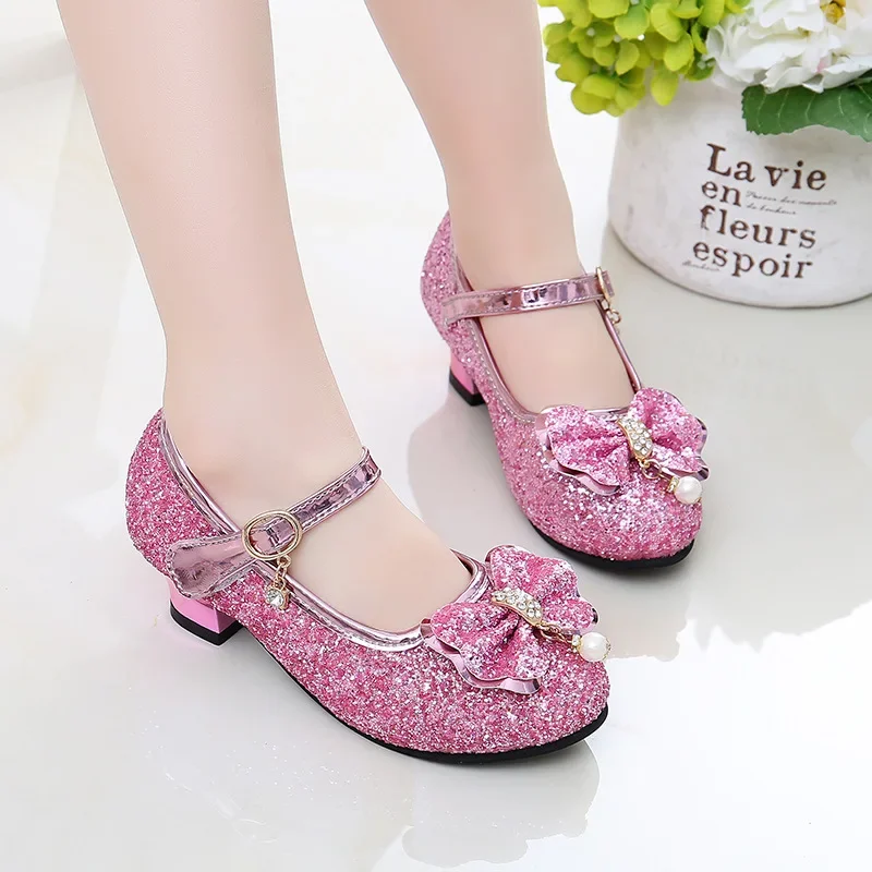 Neue Kinder Schuhe Mädchen High Heel Prinzessin Tanz Sandalen für Mädchen Kinder Schuhe Glitter Weiches Leder Mode Party Kleid Hochzeit