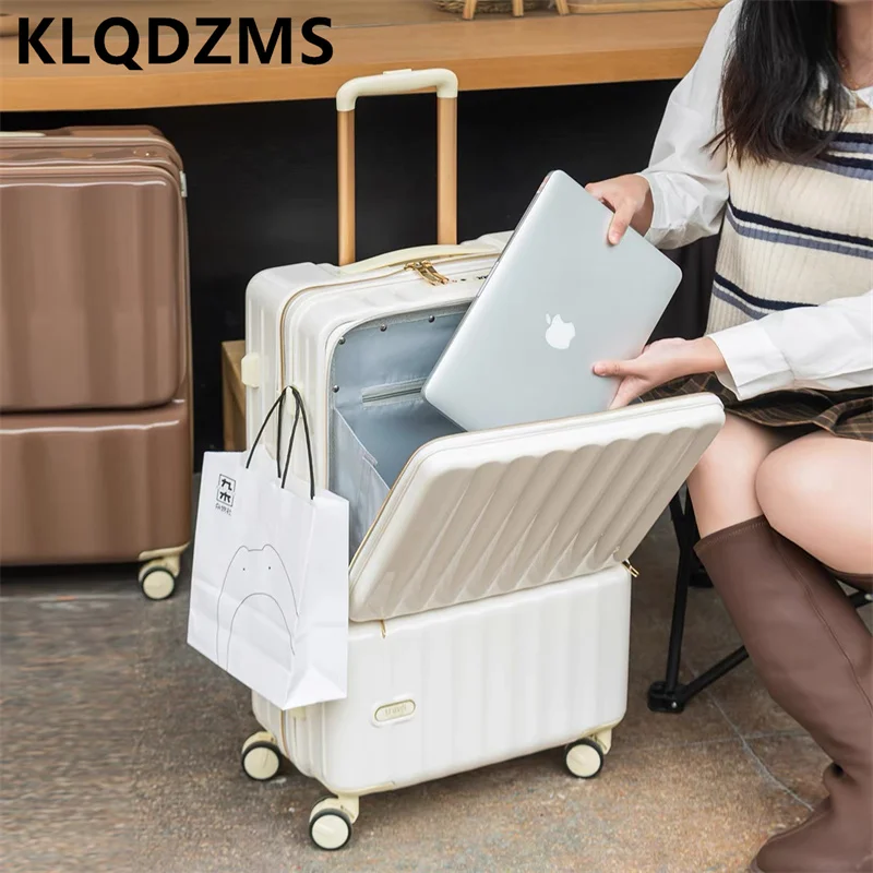 KLQDZMS 20/24 Zoll ABS+PC Passwortgeschützter Rollkoffer mit Vordertüröffnung, Tragbarer Laptop-Koffer Image