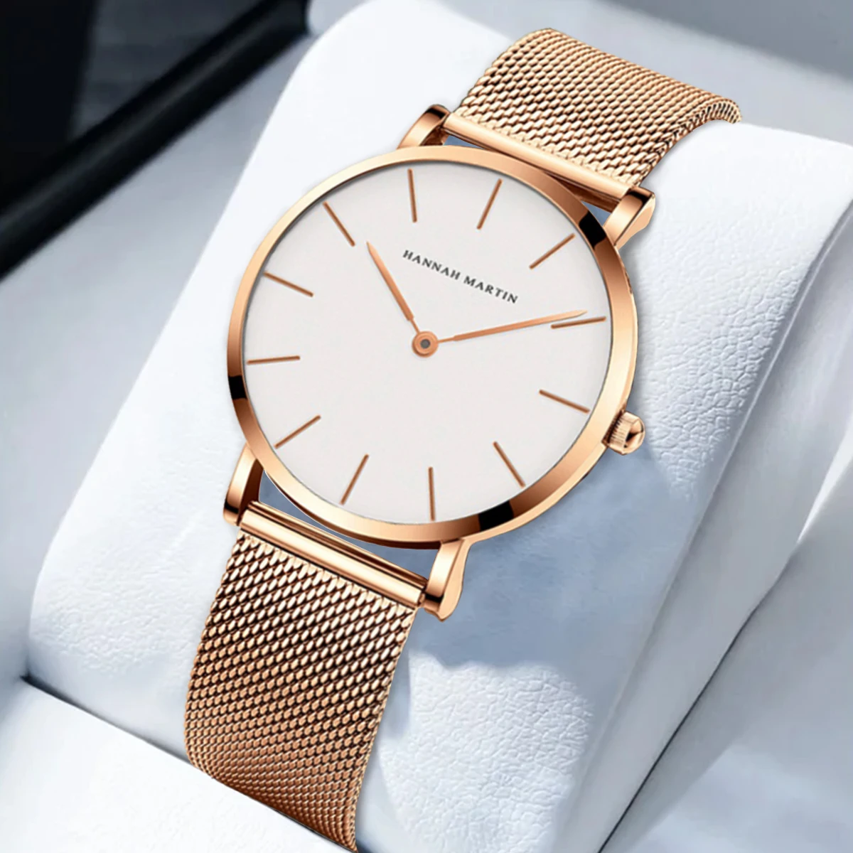 2023 neue Frauen Armbanduhr 1 Set Japan Quarzwerk Einfache Rose Gold Edelstahl Mesh Student Uhren Relogio feminino Image