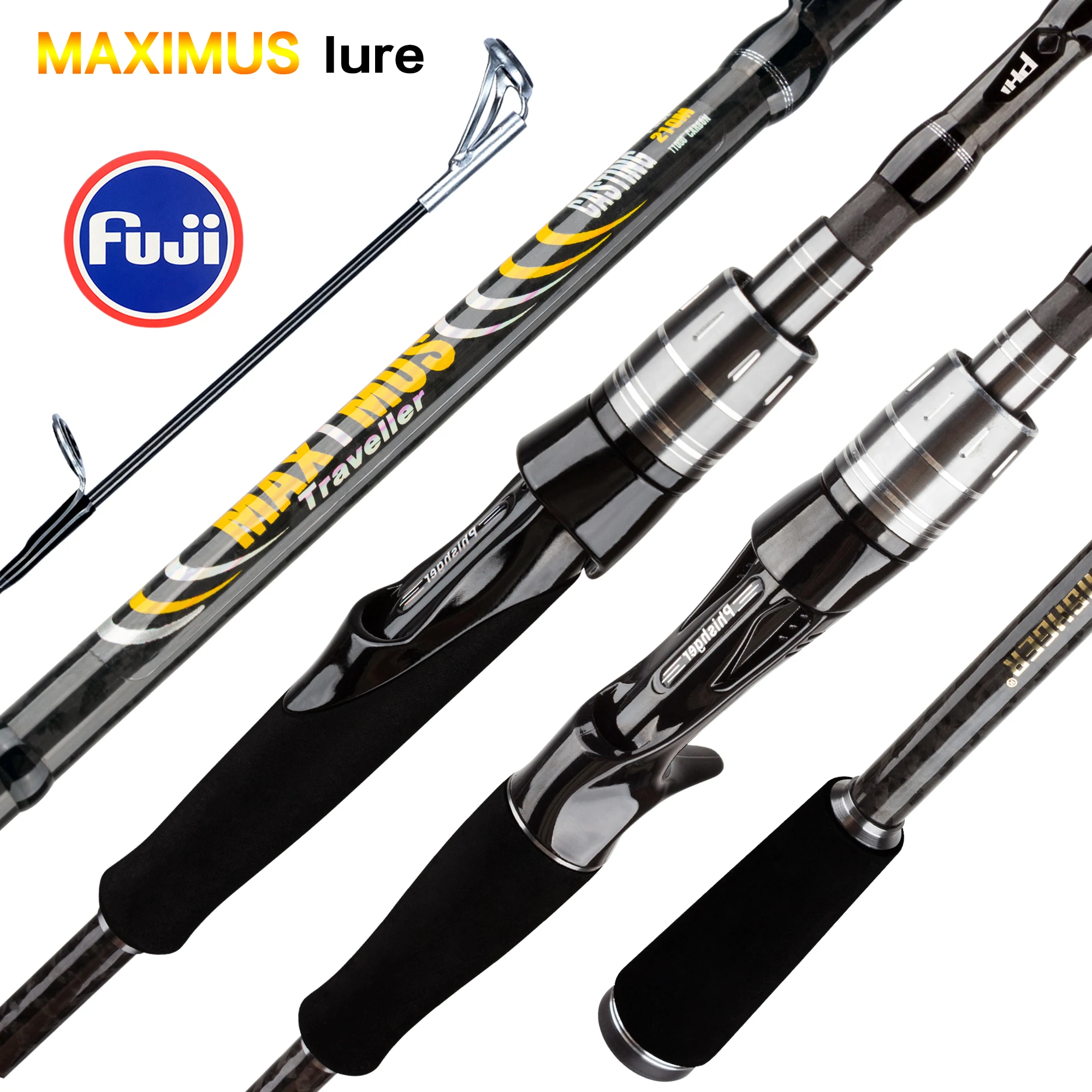 MAXIMUS Köder-Angelrute 1,8 m 2,1 m 2,4 m 2,7 m 3,0 m 30T Carbon Spinning Baitcasting FUJI Guide Travel Casting 3-35g L/M/MH BIUTIFU