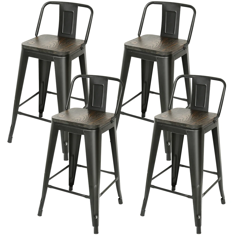 Industrielle Metall-Barhocker 4er-Set für Küche, Bistro, Café, 66cm Sitzhöhe