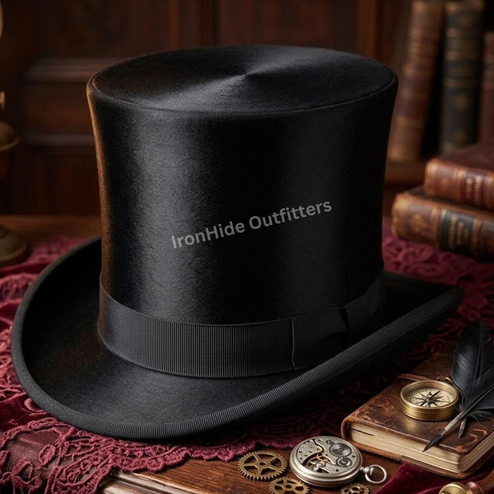 Cappello a cilindro di seta, cappelli su misura, cappelli da uomo, cappelli personalizzati, cappello a cilindro vintage, cappello vittoriano, cappello