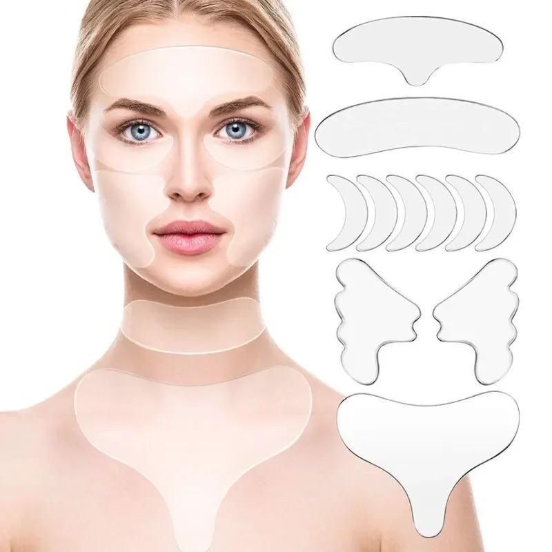 16 Pezzi Adesivi Antirughe in Silicone Riutilizzabili per Viso, Fronte e Collo, Patch Lifting per la Cura della Pelle, Anti-Invecchiamento, Pad Rassodanti per il Viso