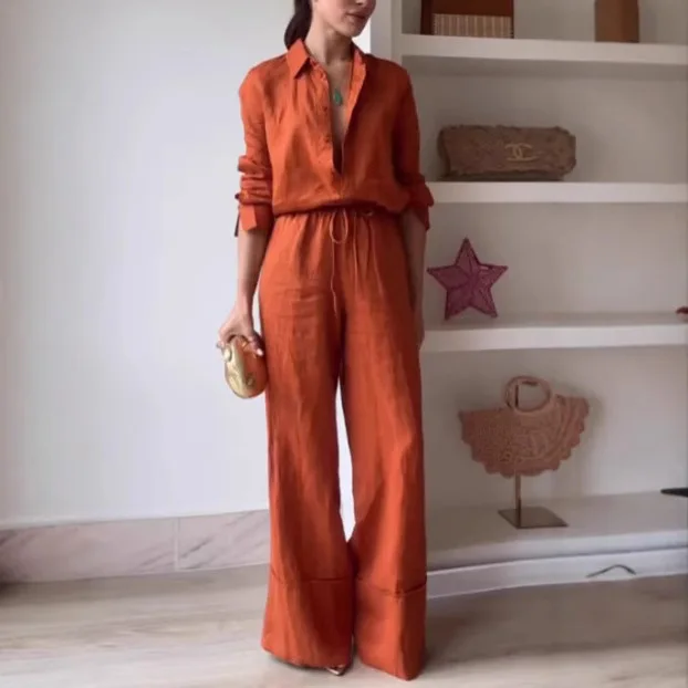 Completo Sexy a Due Pezzi per Donna, Outfit alla Moda con Camicia a Maniche Lunghe e Reggiseno con Pantaloni a Vita Alta, Set Due Pezzi