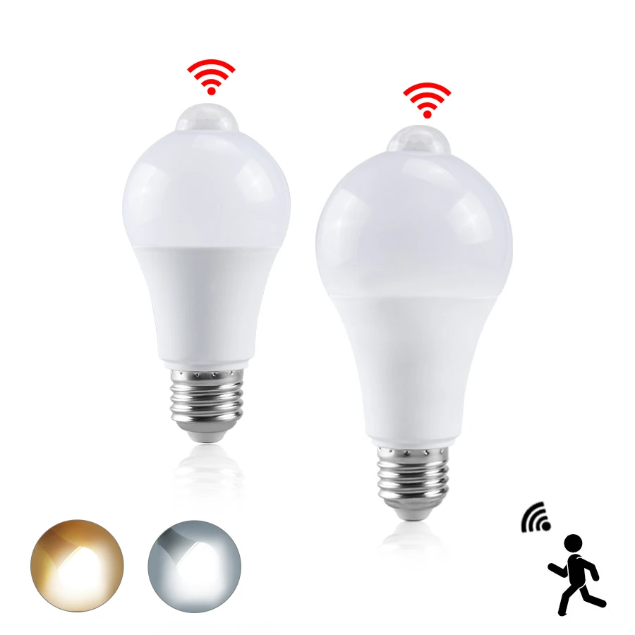 Lampada LED con Sensore di Movimento PIR 85-265V E27 B22 12W 15W 18W 20W, Lampadina con Sensore PIR Accensione/Spegnimento Automatico per Portico, Scale, Garage, Luce di Sicurezza