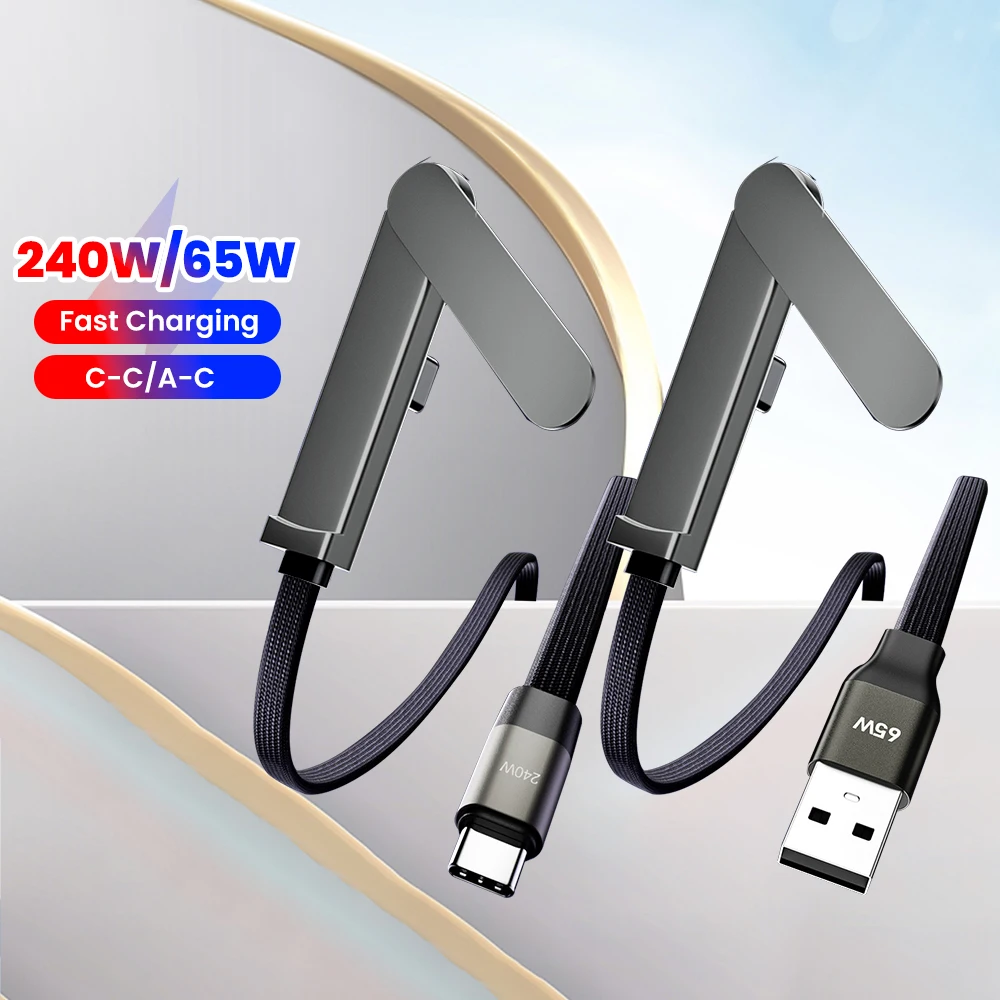 Cavo PD 240W con supporto, da USB-C a USB-C, ricarica rapida per iPhone 15 16 17, Samsung, cavo USB-C 65W, ricarica rapida per Huawei
