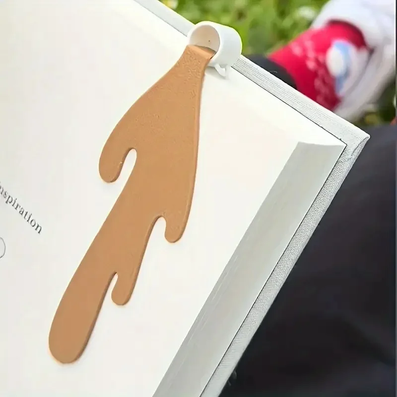 Lot de 2 marque-pages créatifs en forme de tasse à café, en cuir PU, cadeau amusant pour les lecteurs et les amateurs de café, fournitures scolaires, cadeau original