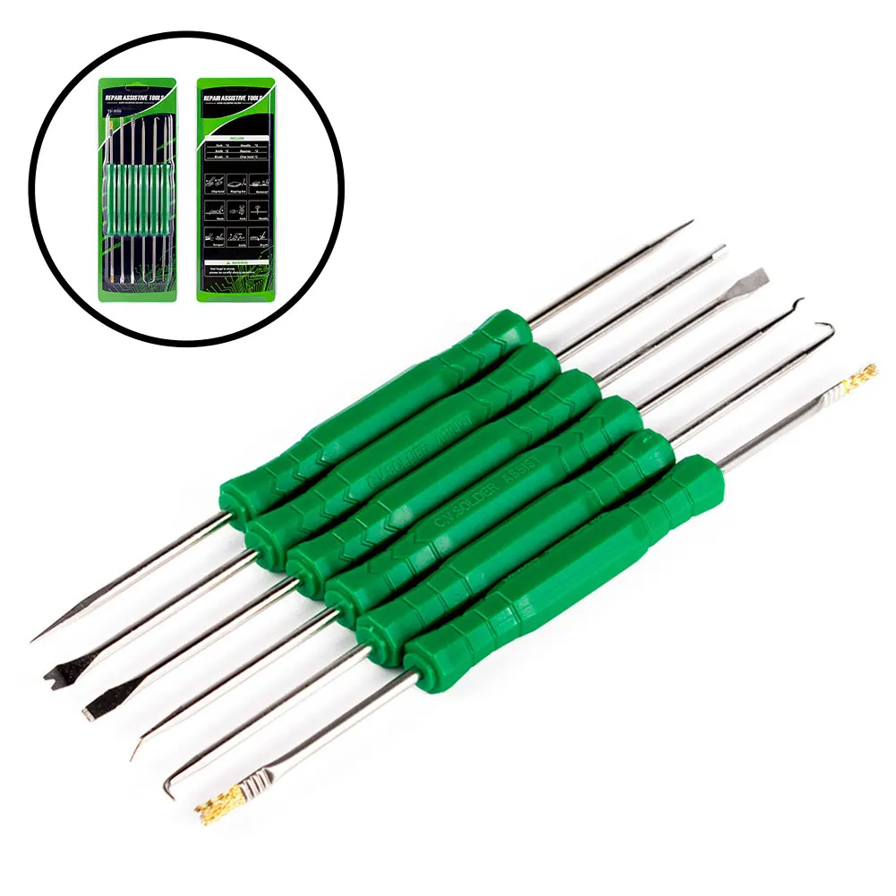Kit d'outils d'aide au dessoudage de PCB, outil d'aide au soudage, outil de réparation de nettoyage de PCB, outil auxiliaire de soudage de circuits imprimés 6 pièces