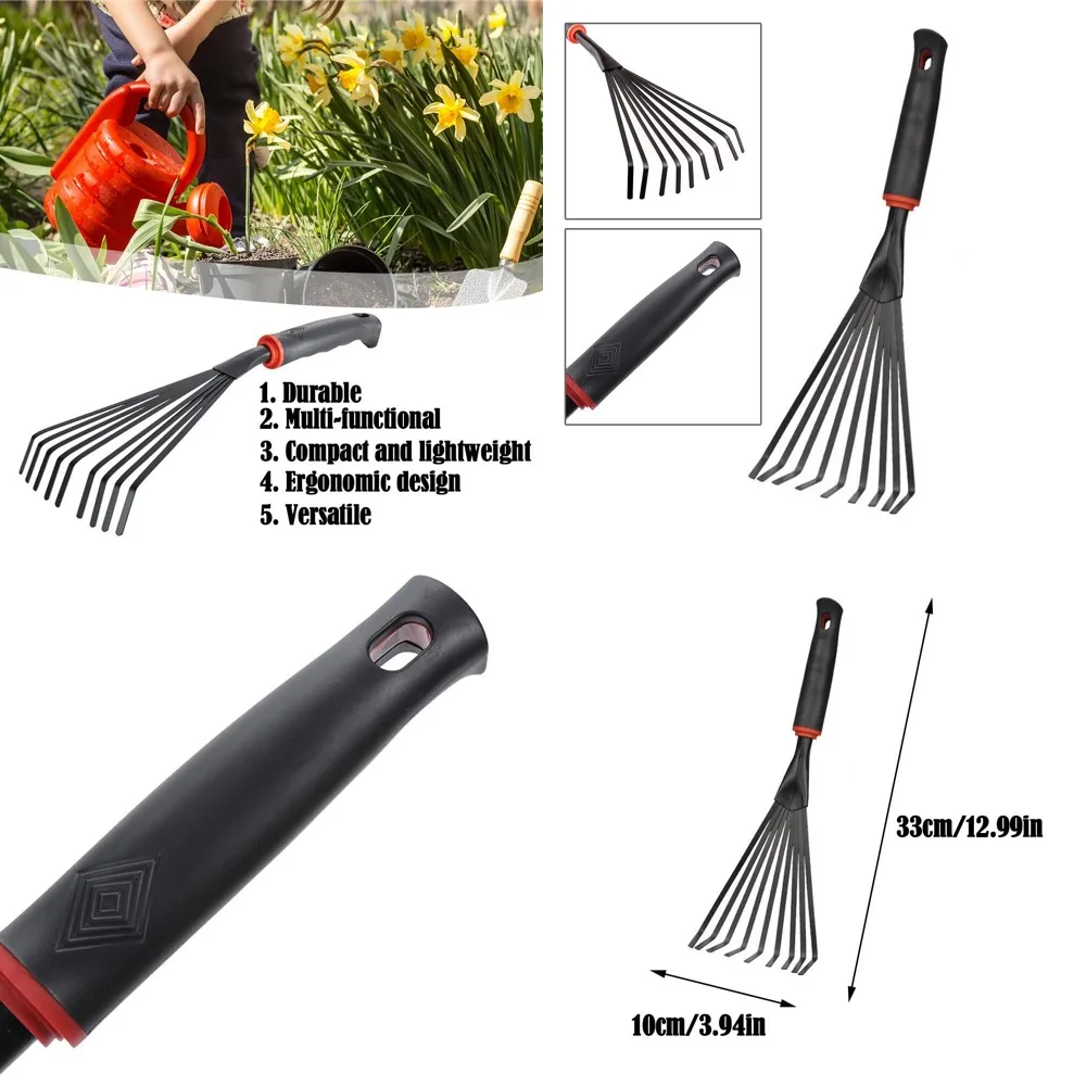 Râteau à feuilles de jardin 1/2/3 pièces, râteau agricole à 9 dents, râteau à main pour jardinage, petit râteau de jardin, outils de jardinage