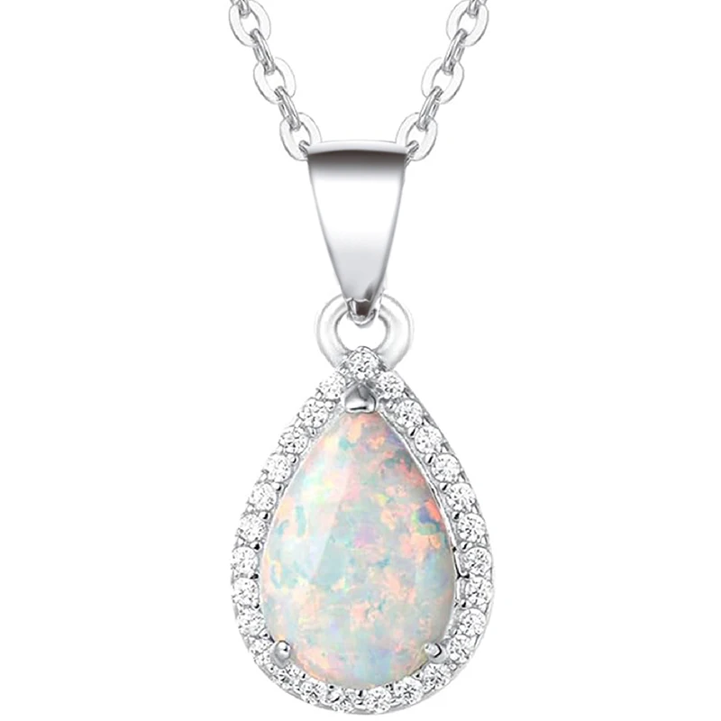 Huretailers-Collier pendentif en opale formage pour femme, élégant, fête de mariage, accessoires féminins, cadeau d