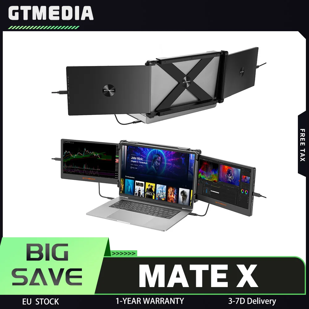 Moniteur portable double écran GTMEDIA MATE X, extension d