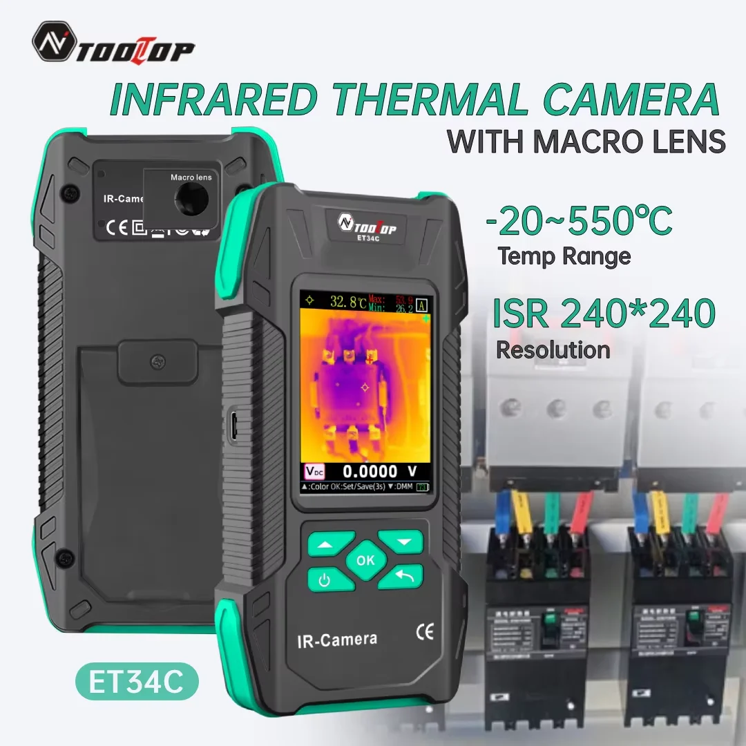 Caméra thermique infrarouge TOOLTOP ET34C ISR 240*240 -20~550 ° Caméra thermique à 7 modes de couleur pour l