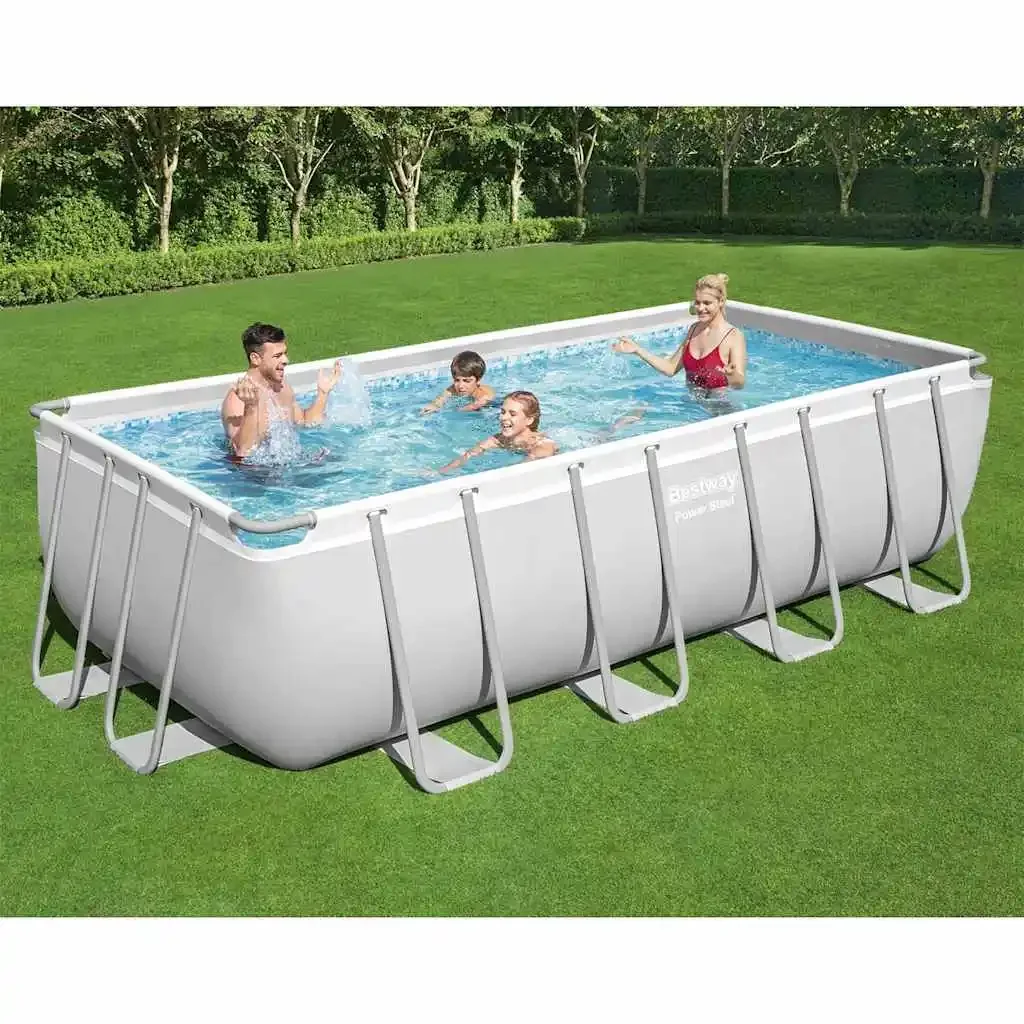 Piscine rectangulaire Bestway Power Steel 488 x 244 x 122 cm, piscine de jardin pour jeux aquatiques, piscine familiale, piscine de loisirs, fête aquatique d'été