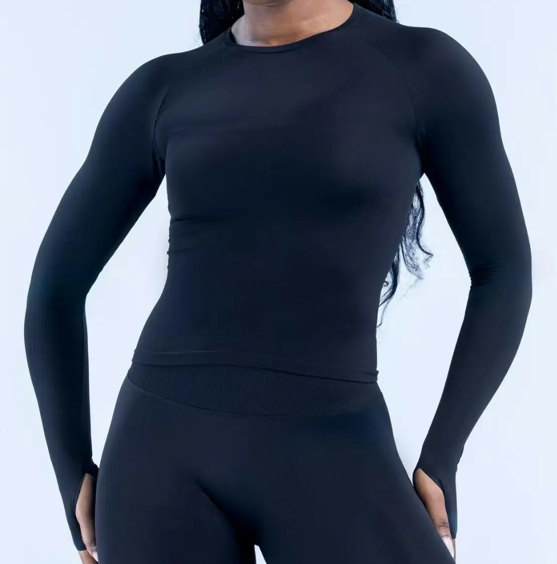 Dl0go T-shirts de yoga sans couture pour femmes, hauts de sport à manches longues, pour la gym, l'entraînement, la course, séchage rapide, vêtements de sport fitness