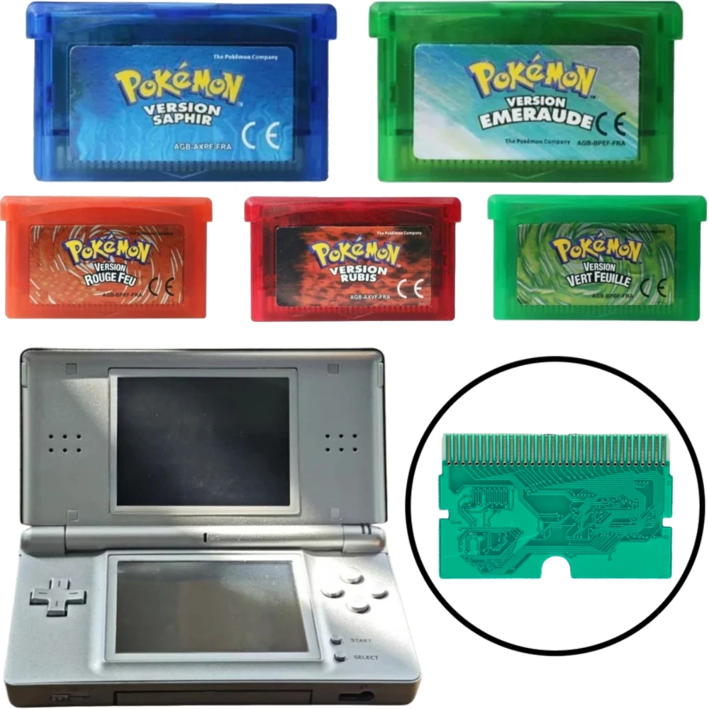 FRA French GBA Game Pokemon Series 32 Bit Video Game Cartridge Console Card Pokemon Emerald FireRed Ruby LeafGreen Sapphire
