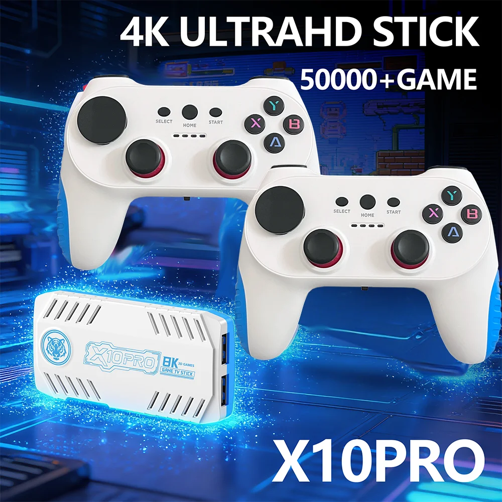 2026 NEW X10 Pro Game Stick 4K 128G 50000+ Games Video TV Game Console Wireless Gamepads Video Game Classic Arcade Games
