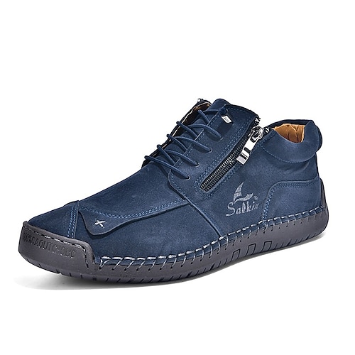 Orangefarbene Herren-Freizeitschuhe zum Schnüren, leichte und bequeme Laufschuhe, handgenäht im eleganten Freizeitstil, ideal für Alltag, Reisen, Wochenendausflüge und Freizeit. Image