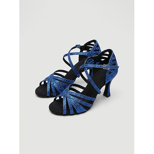 Strassbesetzte Latein-Tanzschuhe für Damen – elegante Ballsaalschuhe mit Absatz für professionelle Tanzwettbewerbe und formelle Tanzveranstaltungen Image