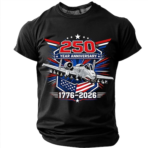 4. Juli 2026 250. Herren US Flagge 1776 T Shirt Kurzarm T-Shirt 3D-Druck Rundhalsausschnitt Hemd Patriotisch Täglich Festival Blau Schwarz Dunkelblau Sommer Frühling Bekleidung S M L XL XXL XXXL Image