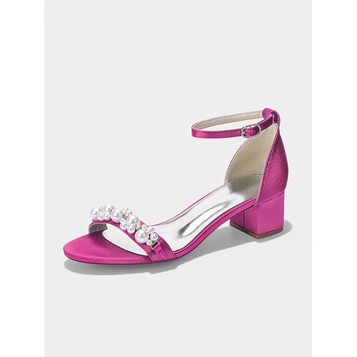 Marineblaue, perlenbesetzte Sandalen mit Blockabsatz für Damen – elegante Cocktailschuhe mit Knöchelriemen Image