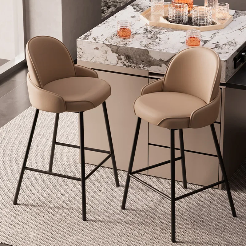 Ergonomische weiche Barhocker Wohnzimmer Luxusmöbel für Kücheninsel Banquetas Nordic Stuhl Leder Computer Entspannend