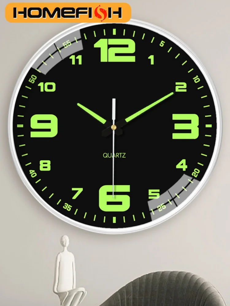 8-Zoll-Wanduhr, leuchtende Uhr, dekorative Wanduhr für das Wohnzimmer, stilvolle, geräuschlose, lochfreie Wanduhr, Quarzuhr