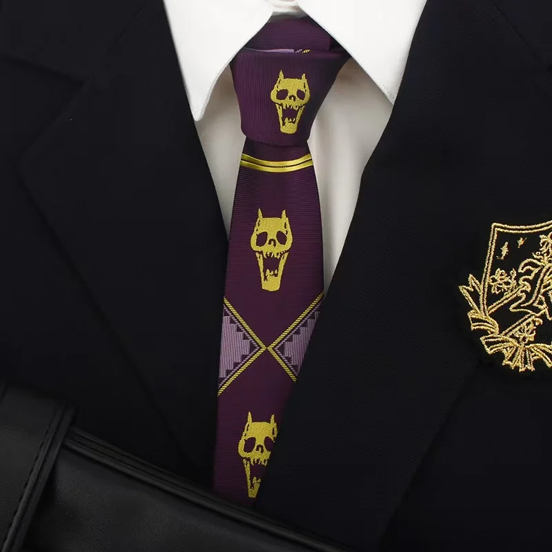 Anime JoJos Krawatte Kira Yoshikage Cosplay Unisex Totenkopf-Krawatte Heaven's Door Cosplay Kostüm-Requisite Image