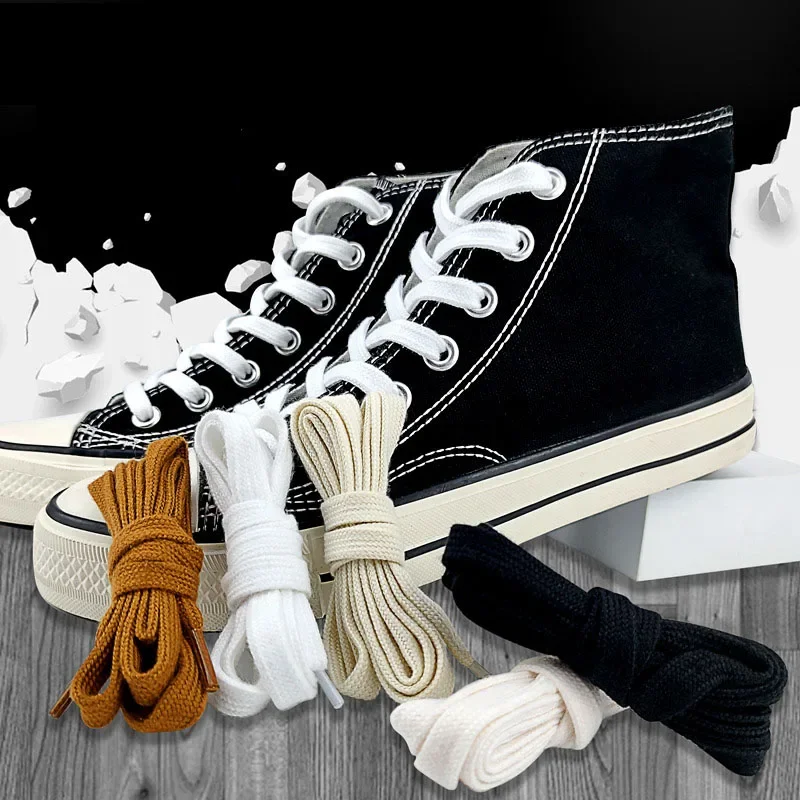 Klassische flache Baumwoll-Schnürsenkel für Sneakers, Schnürsenkel, High-Top-Canvas, lässige Schnürsenkel, keine Elastizität, Schnürsenkel für AF1-Frauen Image