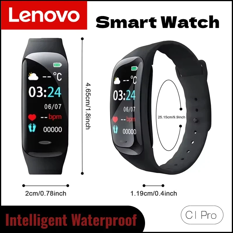 Lenovo Smart Sport Watch C1 Step Wasserdichtes Fitness-Armband Pro Bluetooth 5.3 Fitness-Tracker Herzfrequenz Blutdruck Schlaf Image